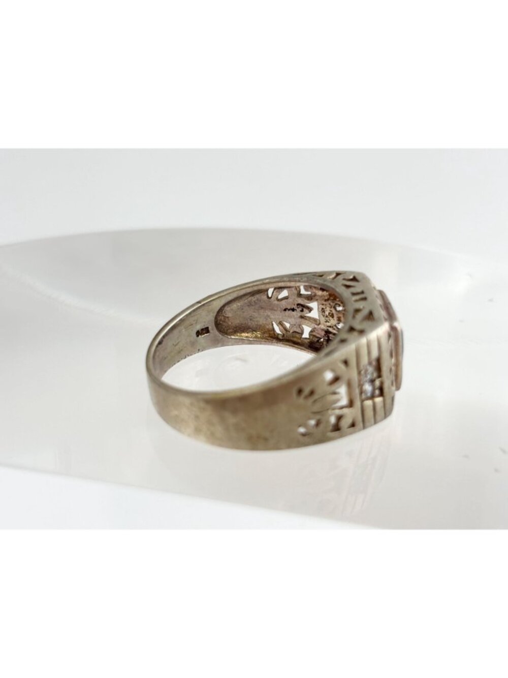 Blue Topaz Tapered Square Cut Cutout Sterling Silver 925 Vintage Ring - sz 9.5 - Picture 12 of 16